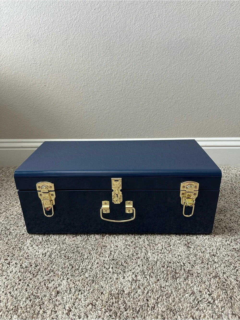 Blue Metal Keepsake Trunk - Baby or Wedding